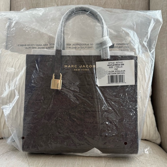 Marc Jacobs The Grind Mini Tote Croc-Embossed – Dark Brown - Picture 2 of 6